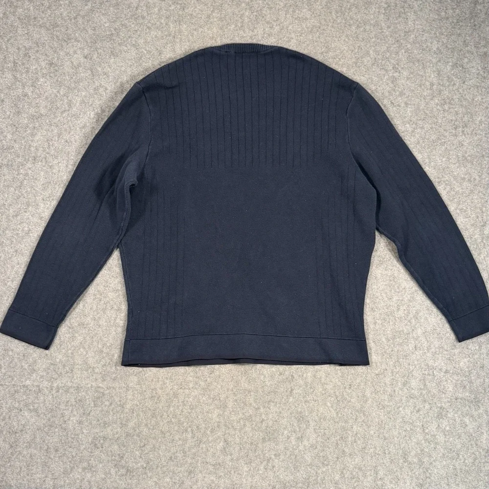 Lacoste Dark Navy Blue Ribbed Knit Crew Neck Pullover Sweater Men's Size‎ XL